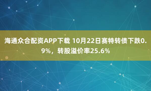 海通众合配资APP下载 10月22日赛特转债下跌0.9%，转股溢价率25.6%